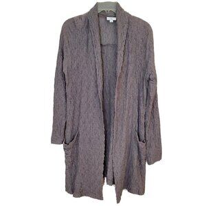 Kathleen Sommers Sz M Long Cardigan Sweater Top Slouchy Lagenlook Textured Taupe